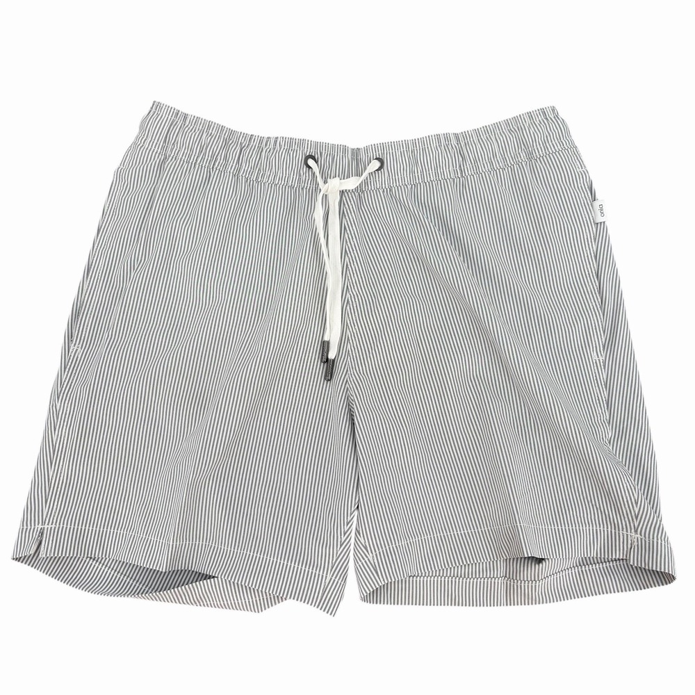 Onia The Charles Swim Trunks Men's M Gray Striped Liner Zip Pocket 5" Inseam